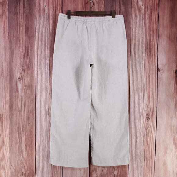 LL Bean Womens Size 16 M/T Premium Washable Linen Pull-On Pants Beige Oat 506767 - Picture 2 of 13